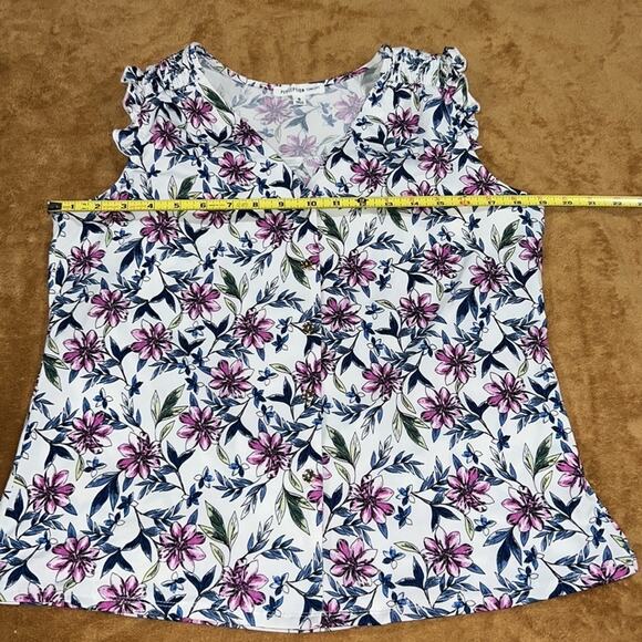Perseption Concept Floral Blouse Sz S NWT White with Blue & Purple Flowers - Picture 7 of 8